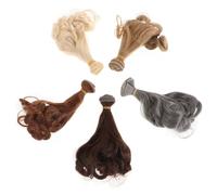 MERRYHAPY 5pcs Bjd Doll Wig Wefts Synthetic High Temperature Fiber Curly Hair for Doll DIY Crafts Soft Simulation Wig Pear Flower Perm Style