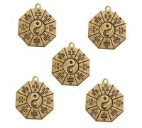 MERRYHAPY 5pcs Brass Bagua Pendants Key Chain Decor Exorcism Taoist Eight-diagram Charms Compact DIY Accessories for Feng Shui Protection and Blessing