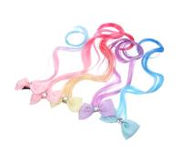 MERRYHAPY 5pcs Colored Hair Extensions for Girls Vibrant Bow Hair Clips with Curly Wigs for Birthdays Parties and Festivals Includes Gradient Blue Pink Purple and More