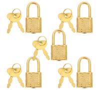 MERRYHAPY 5pcs Small Antique Style Treasure Box Locks with Keys, Gold Plastic Padlocks for Wooden Chest, Box Lock Set for ’s Party Favors and Game Props