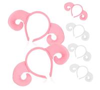 MERRYHAPY 6 Pcs Plush Sheep Horn Headbands Lightweight Soft Animal Hairhoops for Halloween Cosplay Party Costume Photo Props with White and Pink Designs