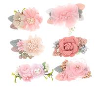 MERRYHAPY 6pcs Fabric Flower Hairpins Girls Hair Barrettes Crocodile Clips Hair Accessories for Girls Suitable for Ages