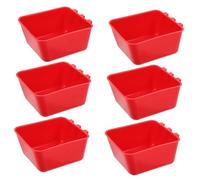 MERRYHAPY 6pcs Hanging Bird Cage Cups Set Red Small Bird Feeding Bowls with Clamp Water Feeder Bowls for Parrots Poultry Pigeons Ferrets and Chicken Coop Feeding