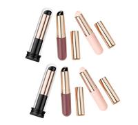 MERRYHAPY 6pcs Nail Art Brushes Set Silicone Powder and Lip Applicator Brush Soft Gradient Gel Tool for Professional Manicure and Diy Nail Art in Black, Pink, and Mauve Colors