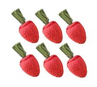 MERRYHAPY 6pcs Small Bunny Chew Strawberry Shape for Rabbits Guinea Pigs Hamsters Chinchillas Indoor Cage Use Natural Teeth Grinding Plaything for Stress Relief and Mental Stimulation