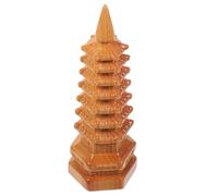 MERRYHAPY 7-layer Wooden Wenchang Pagoda Model Retro Buddhism Tower Ornament for Home and Office Desk Decor Height 15cm for Garden and Study Room