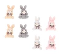 MERRYHAPY 8pcs Bunny Pendant Plush Keyrings Soft Rabbit Keychain Bag Charms Cute Sitting Bunny Keychain Set for Purse Decoration with Bow Tie in Pink White Grey Brown