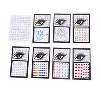 MERRYHAPY 8sheets Face Jewels Stickers Self-adhesive Rhinestone Gems for Makeup Eyebrow Decor Body Art for Festivals Parties Halloween and Cosplay Various Styles Colors
