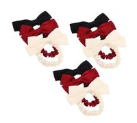 MERRYHAPY 9PCS French Retro Bowknot Ponytail Holders Silk Ribbon Hair Bows Elastics for Women Teens Versatile Non-slip Hair Bands with Classic Elegant Style for Party Wedding Daily Use