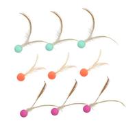 MERRYHAPY 9pcs High Bounce Interactive Cat Balls with Elastic Plume Tails for Indoor Kitten Exercise and Agility Training Versatile Pet for Active Play and Energy Release