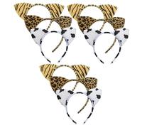 MERRYHAPY 9pcs Leopard Animal Ears Headband Set with Plush Soft Fabric Lightweight and Portable Cat Ear Hoops for Women Comfortable Fit for Parties Makeup Skincare and Daily Fashion