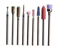 MERRYHAPY 9pcs Sanding Nail Drill Bits Metal Nail Grinding Head Drill Bit Set for Gel