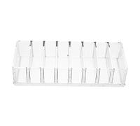 MERRYHAPY Acrylic Cosmetics Storage Box 8-compartment Makeup Organizer with Powder Puff Holder 22x9x4.5cm Multipurpose Display Stand for Vanity and Travel