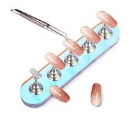 MERRYHAPY Acrylic Nail Stand Set 2 Mini Press on Nail Holders Portable Design for Salon Use Iridescent Oval Silver