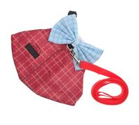 MERRYHAPY Adjustable Bunny Harness and Leash Set Red Plaid Gentlemen Suit, Small Rabbit Chest Strap for Outdoor Walking and Travel, Medium Size