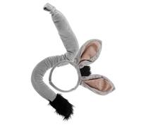 MERRYHAPY Adjustable Donkey Costume Set with Fuzzy Ears Headband and Tail for Boys and Animal Cosplay Accessory for Halloween Birthday Christmas Party Decorations