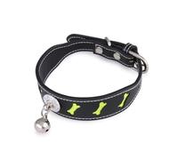 MERRYHAPY Adjustable Pu Leather Pet Collar Bell Reflective Dog Collar Tag for Cat Dog Long-lasting Adorable Decor