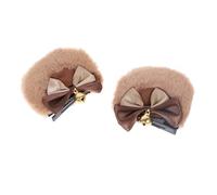 MERRYHAPY Adorable Bear Ear Hair Clips with Bow Kawaii Hair Accessories for Cosplay Party Festival Halloween Christmas Banquet Birthday Stage Decoration Camel Brown