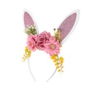 MERRYHAPY Adorable Bunny Ears Headband Rabbit Ear Hairband for Women Easter Carnival Party Headwear Grey Floral Headpiece Adult Hairband