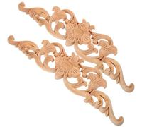 MERRYHAPY Applique European Carved Door Unpainted Wood Rubber 2pcs and Onlays for Style Khaki Artistic Atmosphere Performance Decor Furniture Home