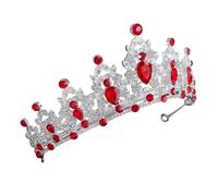 MERRYHAPY Baroque Rhinestone Bridal Crown Tiara in Silver Red Vintage Royal Queen Hair Accessory for Weddings Proms Birthdays and Special Occasions with Sparkling