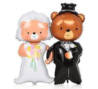 MERRYHAPY Bear Shaped Foil Balloons with Convenient Inflation and Long-lasting Use 2pcs Wedding Balloon Set for Valentine's Day Party Decorations