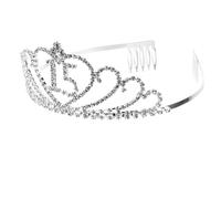 MERRYHAPY Birthday Crown Hollow Alloy Rhinestone Inlay Hair Clasp Comb Elegant Headband for Party