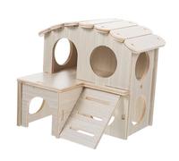 MERRYHAPY Bite-resistant Hamster House Villa-shaped Wooden Hideout for Pets for Hamsters and Guinea Pigs for Resting and Playing and Fun Design