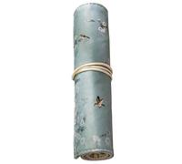 MERRYHAPY Blue Pencil Roll Bag with Retro Flowers and Cranes Printing, Lightweight Polyester Pen Storage Case, Easy to Carry, for Home Use