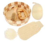 MERRYHAPY Body Exfoliating Tool with Bath Ball Scrubber and Foot File Soft Bath Gloves for Deep Cleansing and Dead Skin Removal Suitable for Feet Knees and Legs Care for Family Use