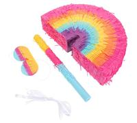 MERRYHAPY Boho Rainbow Pinata with Bat and Blindfold for Taco Tuesday Birthday Party Decorations Colorful Mexican Fiesta Carnival Game Easy to Hang with Large Fill for Festive Celebration