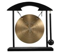 MERRYHAPY Brass Mini Meditation Bell with Stand and Rammer for Desktop Ornament, Feng Shui Gong for Living Room Tabletop Decoration, Soothing Sound and Prosperity