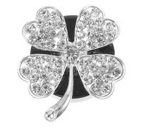 MERRYHAPY Car Air Freshener Vent Clip Featuring Silver Four-Leaf Clover and Bling Crystal Design, Automotive Aromatherapy Accessory for Car Air Vent, Decorative Clip for Women’S Vehicles