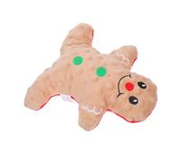 MERRYHAPY Christmas Dog Gingerbread Man Squeaky Chew Plush for Small and Medium Puppies Interactive Holiday Pet Plaything with Wear-resistant and Engaging Squeaker for Teeth Cleaning
