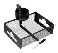 MERRYHAPY Clamp-On Under Desk Snack and Beverage Organizer with 360° Rotating Stainless Steel Cup Holder, Functional for Home and Office