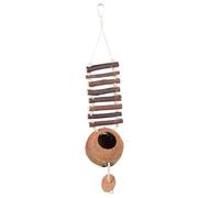 MERRYHAPY Coconut Shell Bird Nest with Natural Hair Lining, Pet Hideaway House with Ladder for Birds and Small Animals, Natural Breeding Nest Suitable for Aviaries and Outdoor Use
