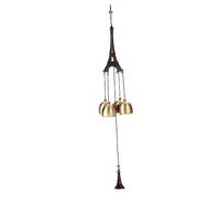 MERRYHAPY Copper Eiffel Tower Wind Chime with Bells Metal Hanging Wind Chimes for Home Decoration Retro Style Outdoor and Indoor Hanging Decorative