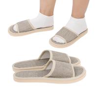 MERRYHAPY Cotton Linen Slippers Mens 2 Pairs 26Cm Open Toe Non-Slip EVA Sole Bathroom Home Use