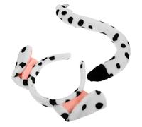 MERRYHAPY Creative Dalmatian Dog Ears Headband Set with Tail Comfortable Animal Cosplay Accessories for Halloween Birthday Christmas Party Dress Up Cute Pet Theme Costume