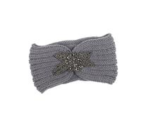 MERRYHAPY Crochet Headwear Woolen Yarn Hair Hoops Handmade Headband Winter Warm Hair Band Flower Pattern Headdress for Women Girls Light Grey