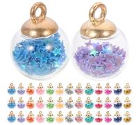 MERRYHAPY DIY Glass Ball Pendants with Star Sequins, 60Pcs Mixed Colour Charms for Handmade Earrings and Friendship Bracelets