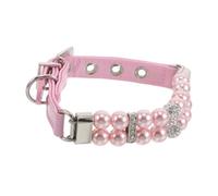 MERRYHAPY Elegant Adjustable Pearl Dog Necklace for Small Breeds Xs Chunky Beaded Collar for Comfortable PU Material Stylish Pet Jewellery Accessory and Secure Fit for Everyday Wear