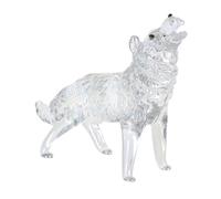 MERRYHAPY Elegant White Crystal Glass Wolf Figurine with Brilliant Light Reflection and Easy to Clean Features, Wolf Table Decor for Living Room or Shelf Display