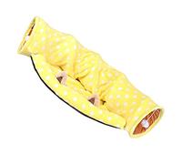 MERRYHAPY Foldable Bunny Tunnel Bed 2-in-1 Tube Toy Indoor Cat House Small Animal Tunnel Yellow Half-moon Design