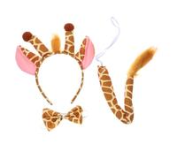 MERRYHAPY Giraffe Headband Costume Set with Bow Tie and Tail for Comfortable Animal Dress Up Accessory for Birthday Halloween Cosplay Masquerade Festival Parties