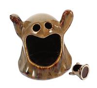 MERRYHAPY Hamster Hideout Ghost Shape Ceramic House for Pets Fun Halloween Decoration for Hamsters Guinea Pigs and Mice and Odorless Design