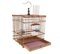 MERRYHAPY Handmade Carbonized Bamboo Rectangular Bird Cage with Removable Tray and Hanging Hook Vintage Outdoor Aviary for Budgies Lovebirds Goldfinches Zosterops Stable Indoor Balcony