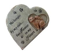 MERRYHAPY Heart Shaped Angel Cat Memorial Stone Outdoor Resin Cat Tombstone Statue for Garden PET Grave Marker and Memorial for Lost