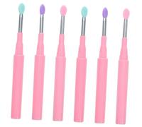 MERRYHAPY Lip Brush and Eye Shadow Brush Cap 6pcs Set Silicone Lip Applicator Makeup Set for Women Lipstick Applicator Pink Makeup Tools