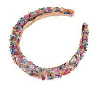MERRYHAPY Luxury Jeweled Headband Faux Crystals Padded Wide Headwear for Women for Weddings Parties and Daily Fashion Multi-colored Design